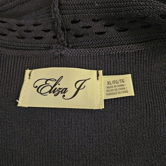 Eliza J Navy Fit and Flare Pullover Pointelle Knit Sweater dress Size XL - Picture 7 of 9